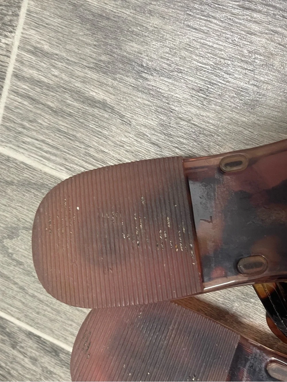 Tory Burch Tortoiseshell Jelly Thong Sandals with Gold Logo
